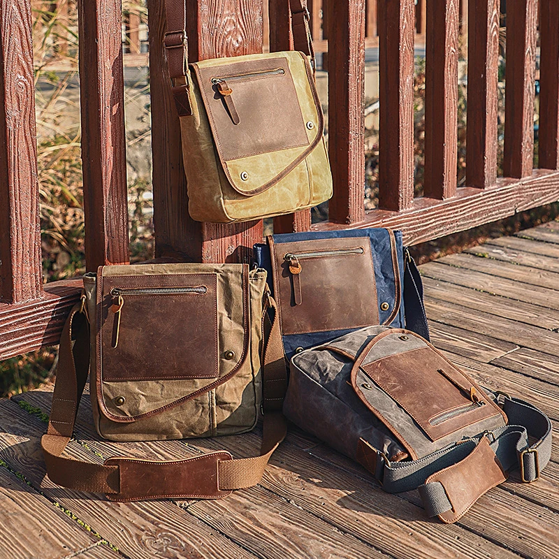 

Personalized Laser Engraving Waterproof Shoulder Bag Vintage Style Outdoor Men Travel Crossbody Bag High Quality Laptop Bag