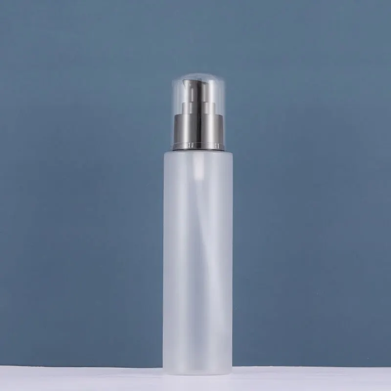 

200ml frosted PET BOTTLE or plastic bottle black pump clear lid for serum/lotion/toner/emulsion foundation packing