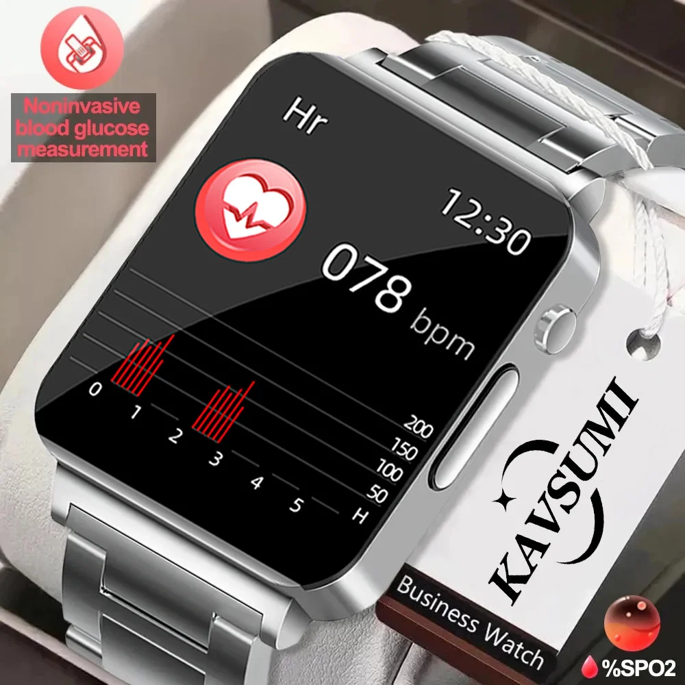 

KAVSUMI New Medical Level Health Monitoring PPG+ECG Smart Watch Men Heart Rate Blood Oxygen Monitor Non-Invasive Blood Glucose
