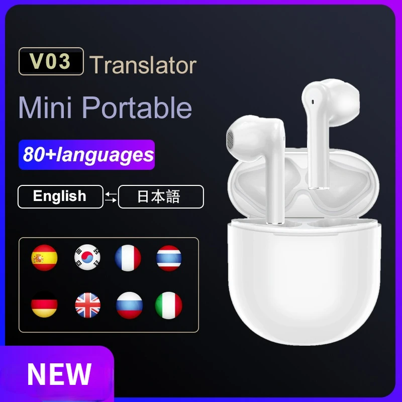 Translation Earbud  80 Languages Instant Translate Smart Voi