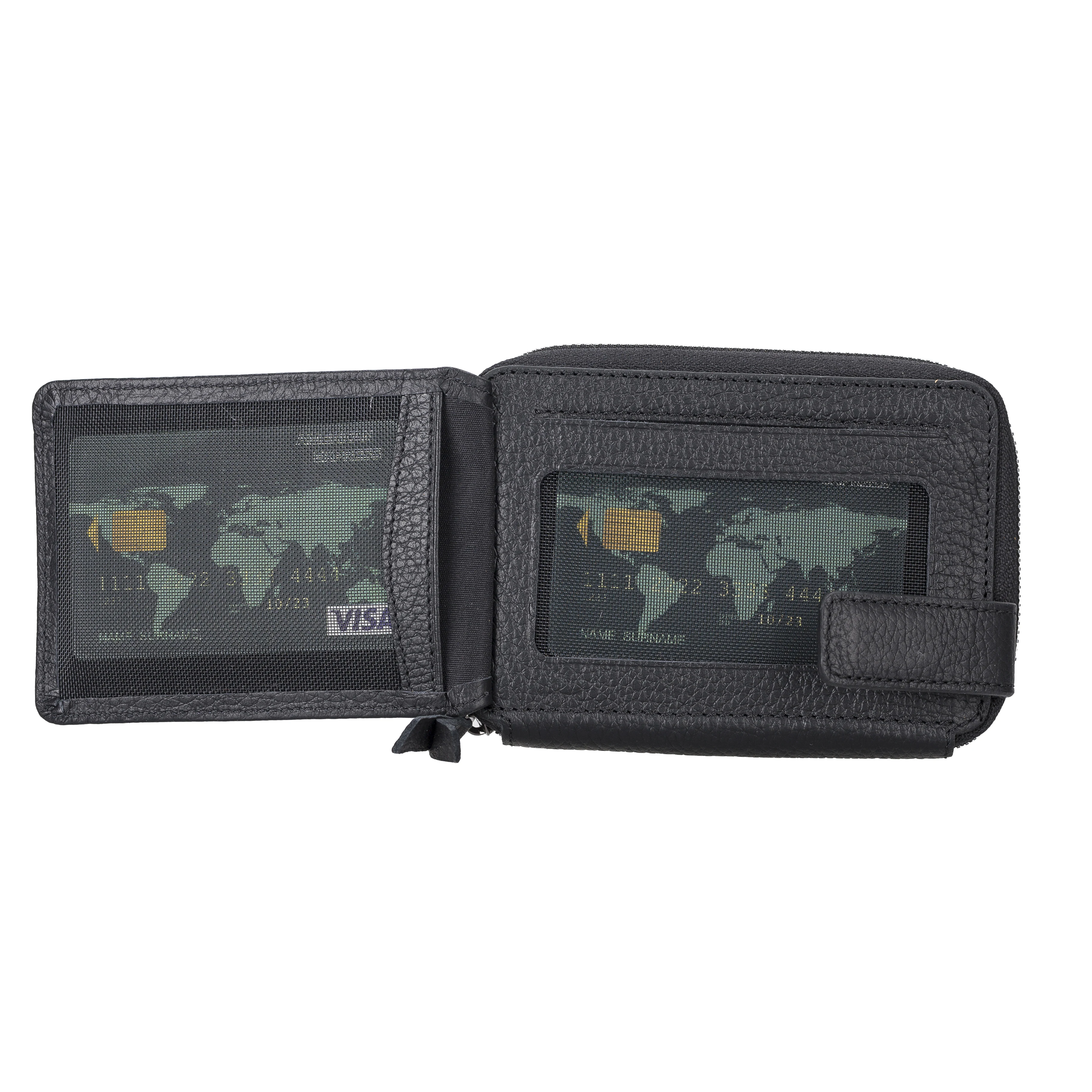 Handmade Genuine Leather Slim Zipper Wallet | Short Card Holder | Unisex Wallet | Custom Wallet | Mini Wallet