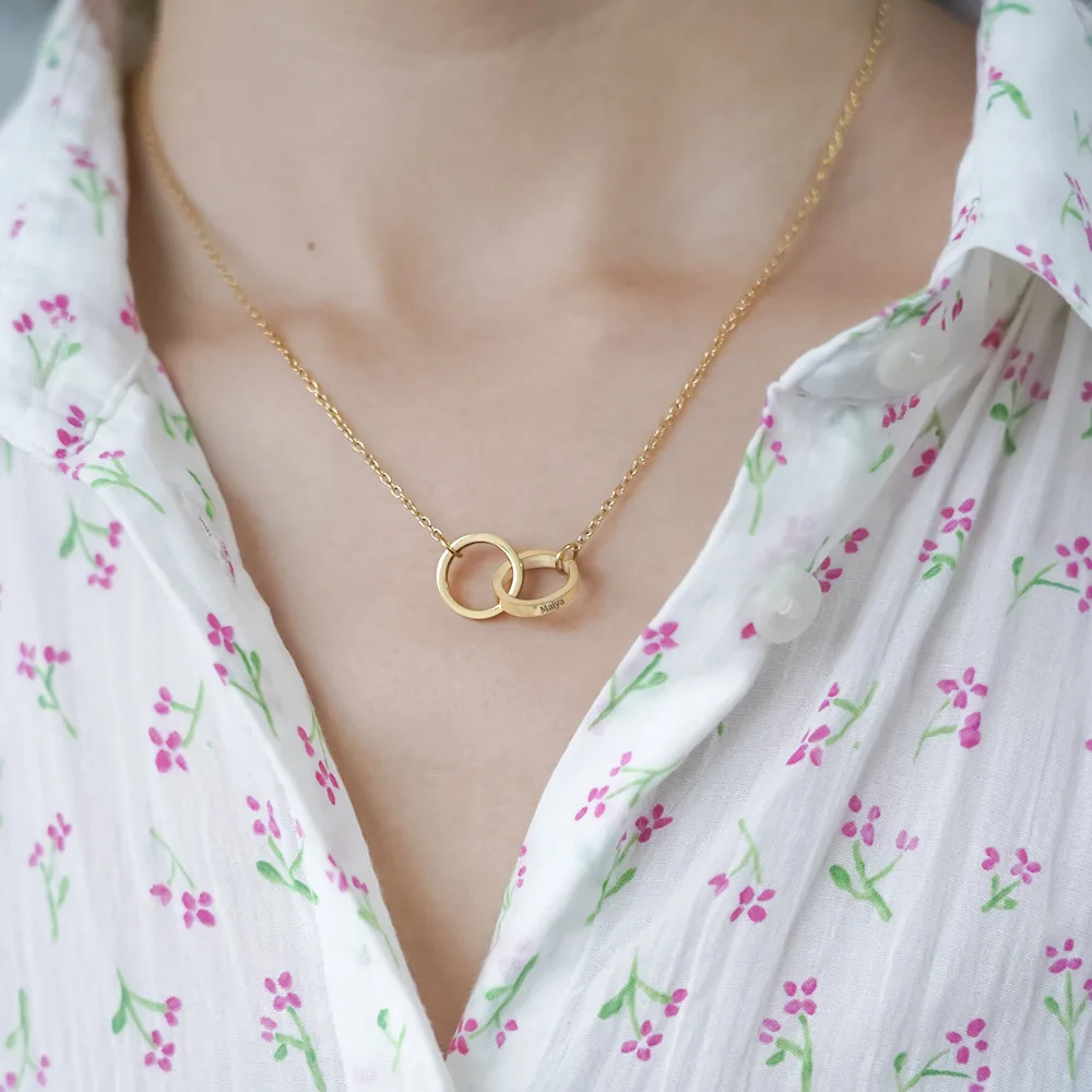 Индивидуальное ожерелье с двойным именем 3D Круглый Кулон лазерная гравировка