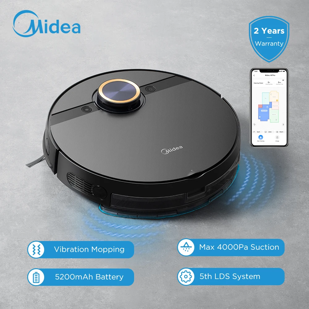  Робот-пылесос Midea M7 PRO, 4000 па, 5200 мАч