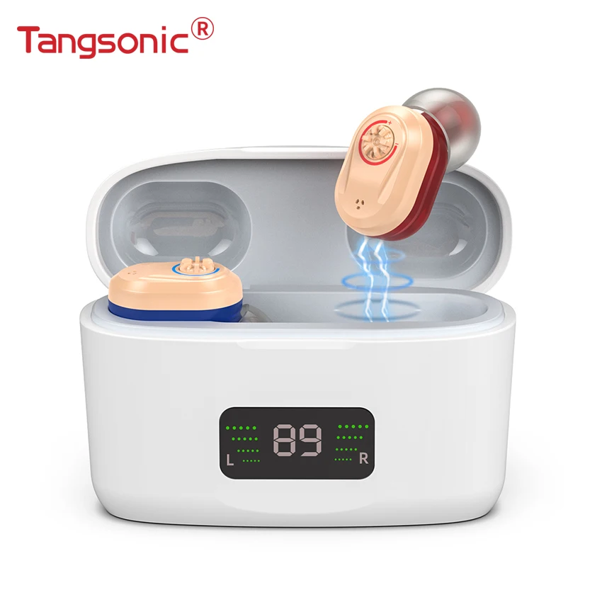 Tangsonic Digital In Ear Hearing Aid Rechargeable for Deaf Men Deafness Seniors Digital Display Sound Amplifier with Charge Box