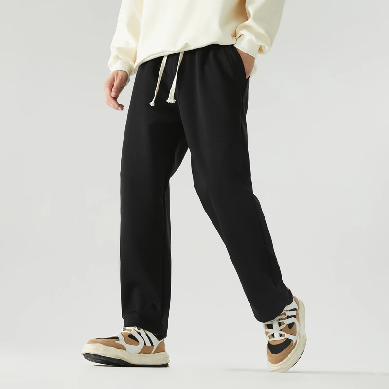 

2023 autumn winter casual pants men's weight cotton 320g comfortable air-made sanitary pants flat foot pants