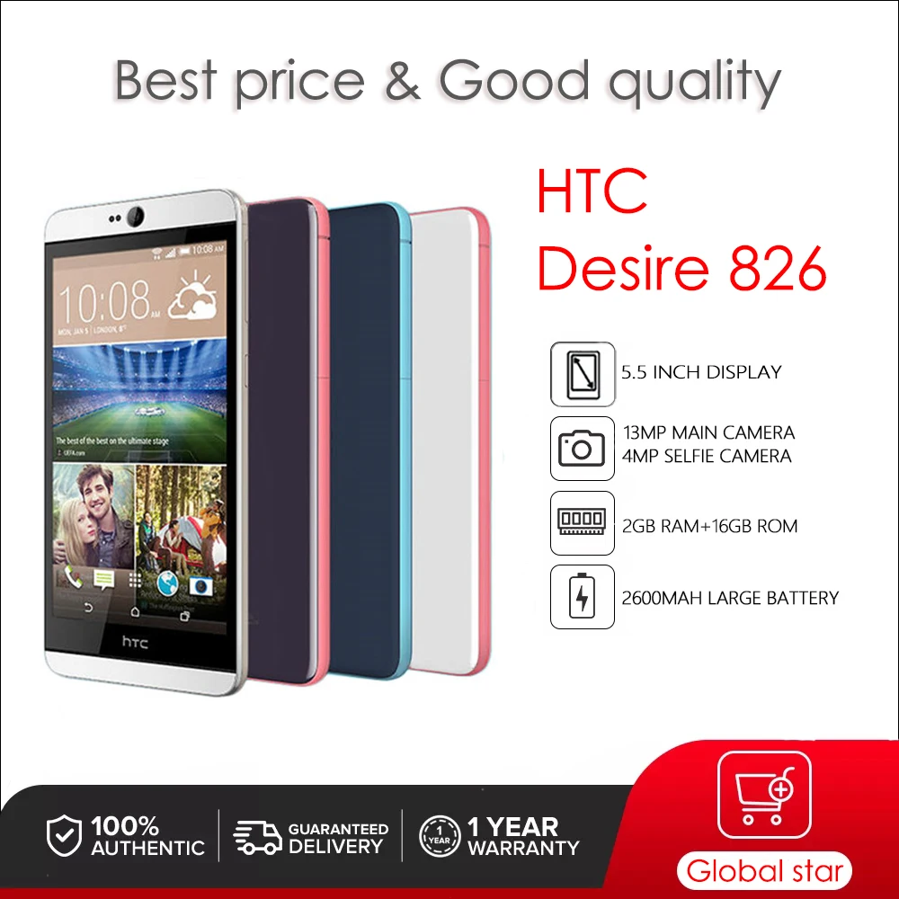 

HTC Desire 826 Refurbished Original Unlocked mobile phones 5.5inch cellphone Octa-core 13MP Camera free shipping