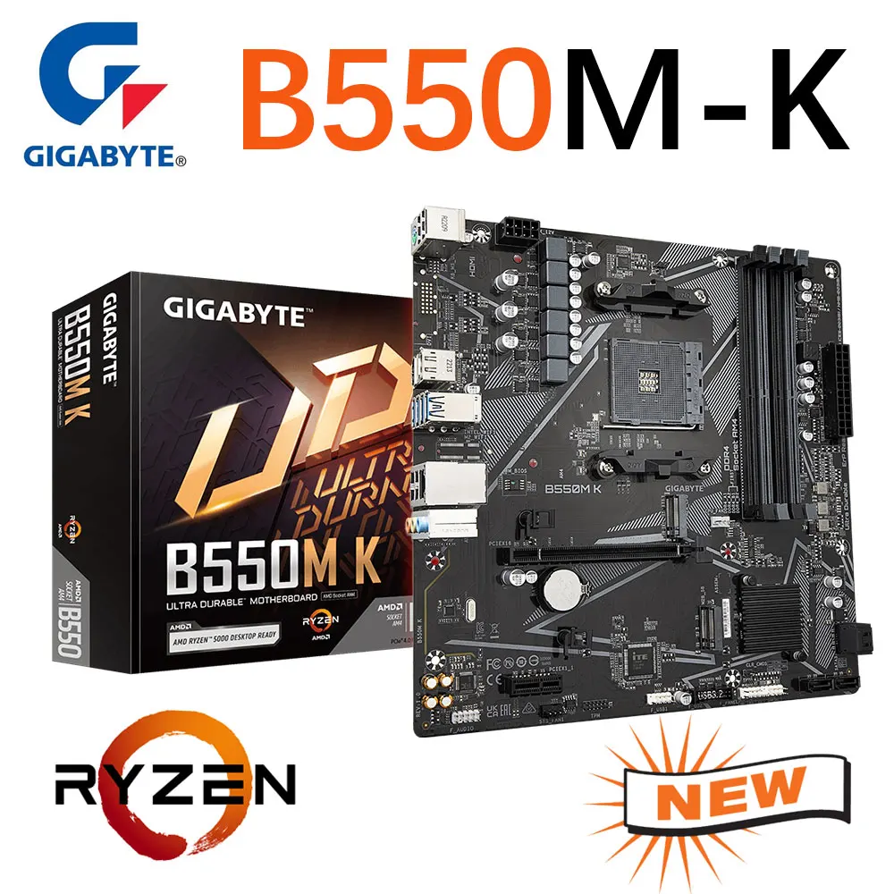 

Gigabyte B550M K AM4 Motherboard AM4 AMD B550 Support AMD Ryzen AM4 Processors AMD B550 Mainboard 128GB Desktop M.2 Ryzen New