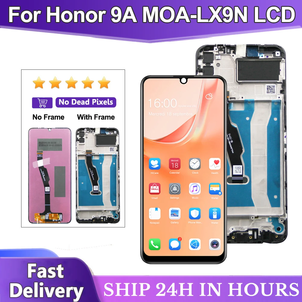 6 3-дюймовый ЖК-дисплей для Honor 9A + сенсорный экран протестированный без мертвых