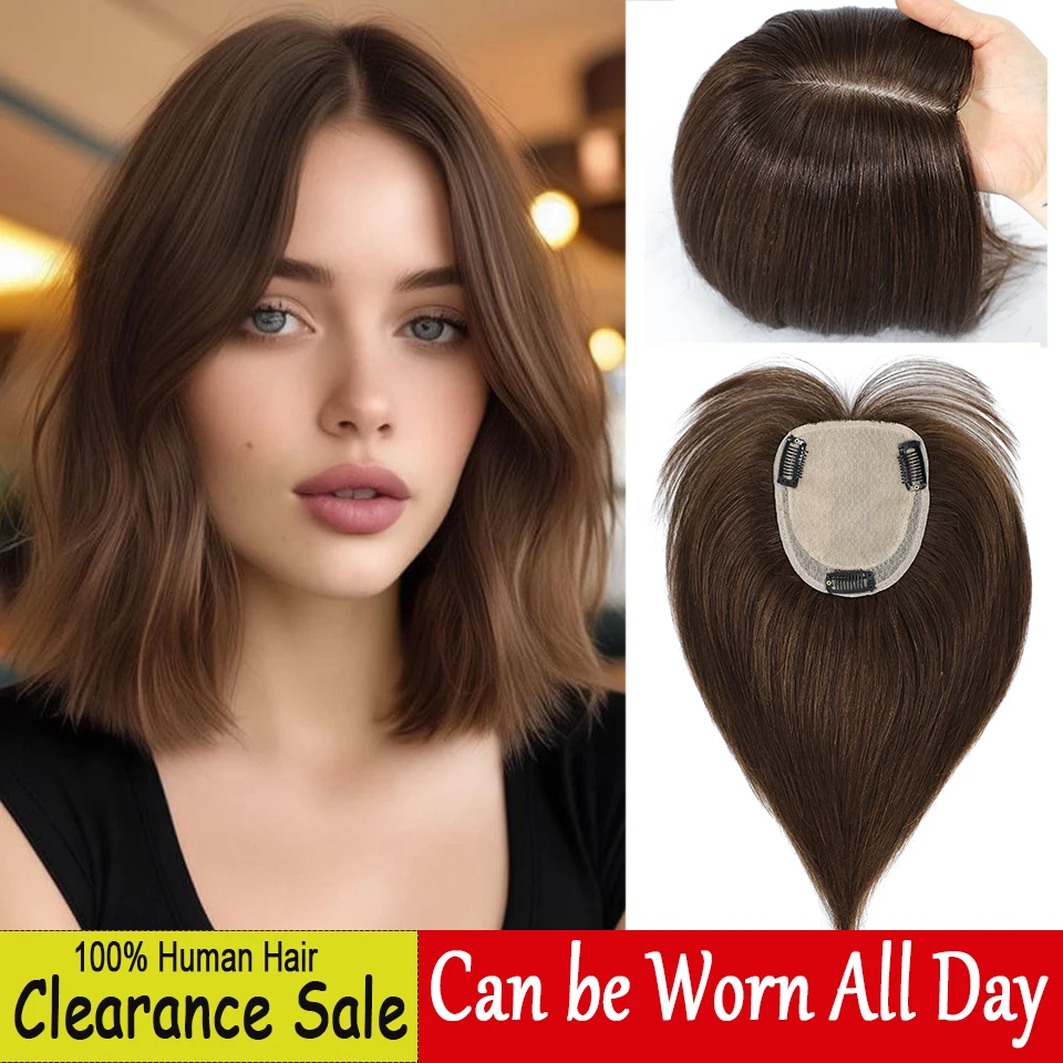 Dazzeal человеческие волосы Toppers Для женщин 100% Remy Topper с челкой прямые для