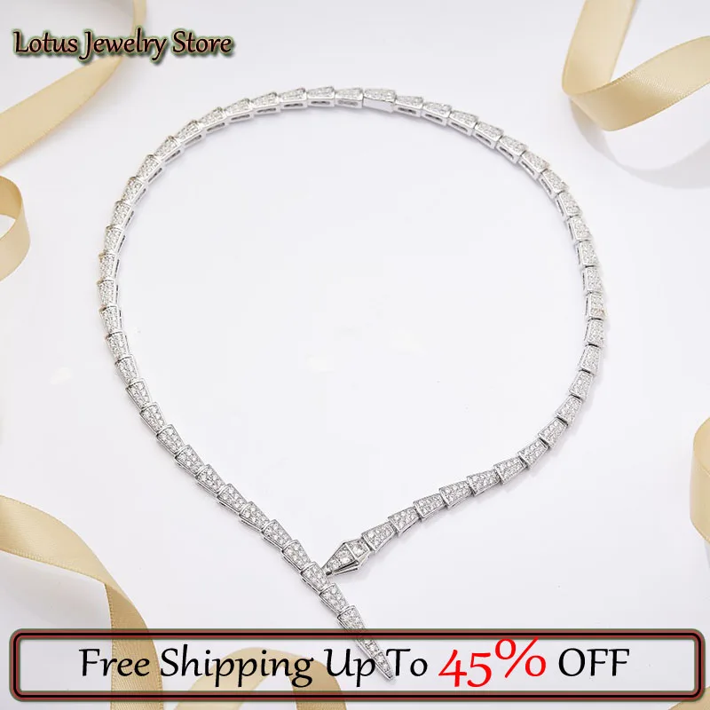 

2023 New Sterling Silver Color Beautiful Double Row Diamond Narrow Snake Necklace Collar For Women Party Birthday Luxury Jewelry