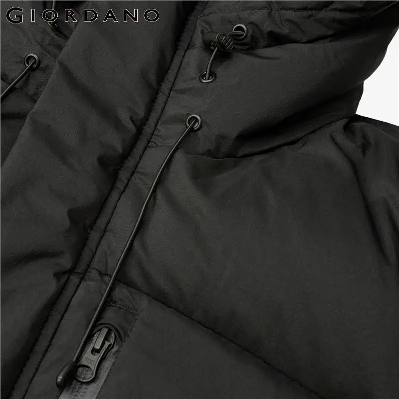 Giordano Men Down Jackets Hooded 90% Grey Goose Down Jacket Machine Washable Zip Front Waterproof Down Coat 01071699