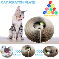 cat toys cat scratch board with bell for cat grinding claw cat climbing frame round corrugated carton cat pastime scratch toys