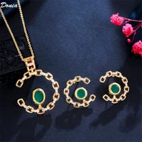 donia jewelry european and american luxury fashion chain aaa zircon emerald necklace earrings set accessories