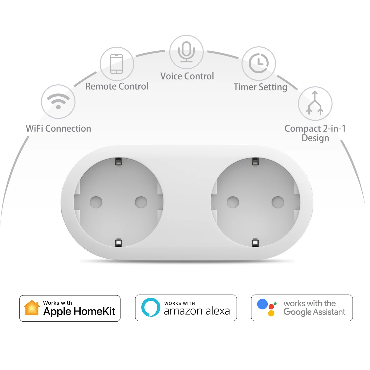Meross Homekit WiFi двойная розетка ЕС штепсельная вилка 2 в 1 переключатель приложение