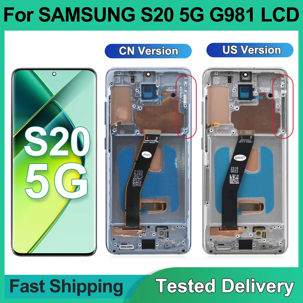 Tft-экран для Samsung S20 5G G981 G981F G981F/DS ЖК-дисплей цифровой сенсорный экран с рамкой