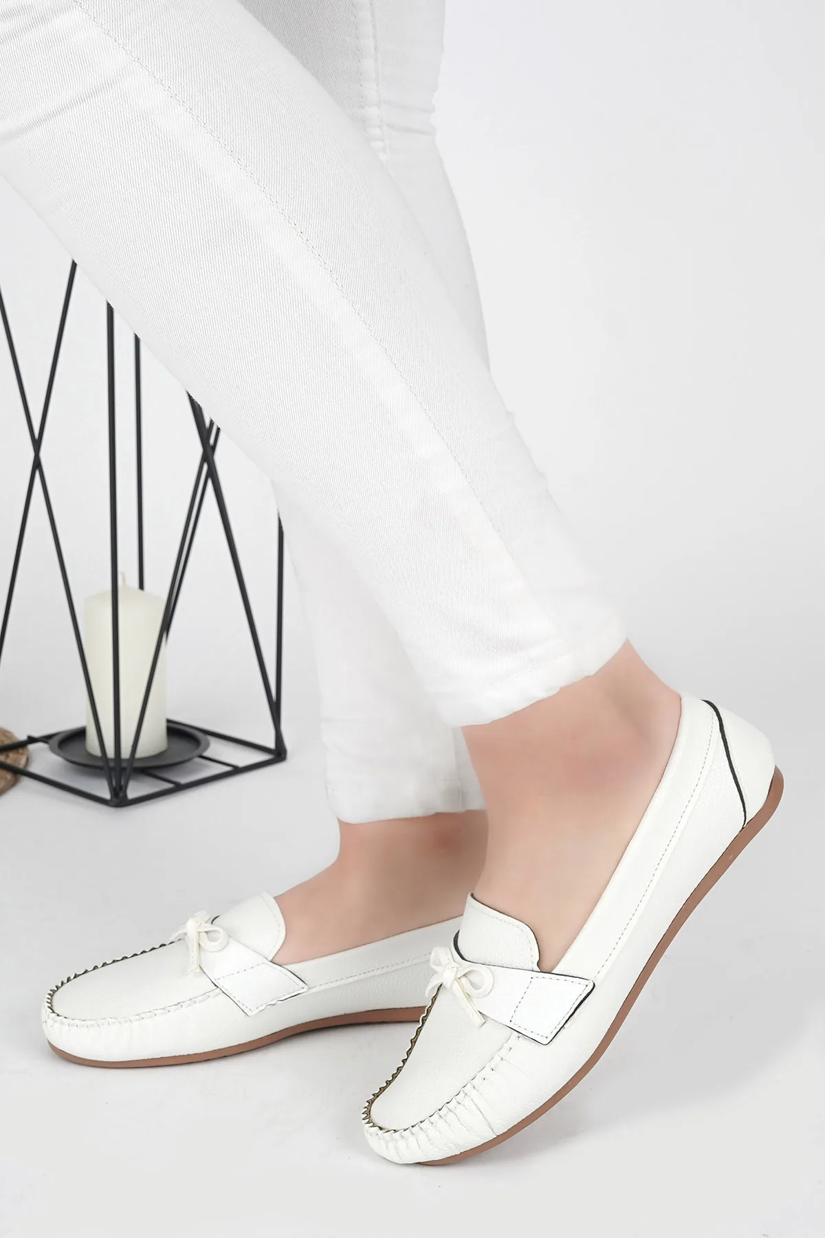 

Сезон 2021YAZ, женские повседневные элегантные туфли на плоской подошве, нескользящая подошва, лоферы из искусственной кожи бежевого цвета