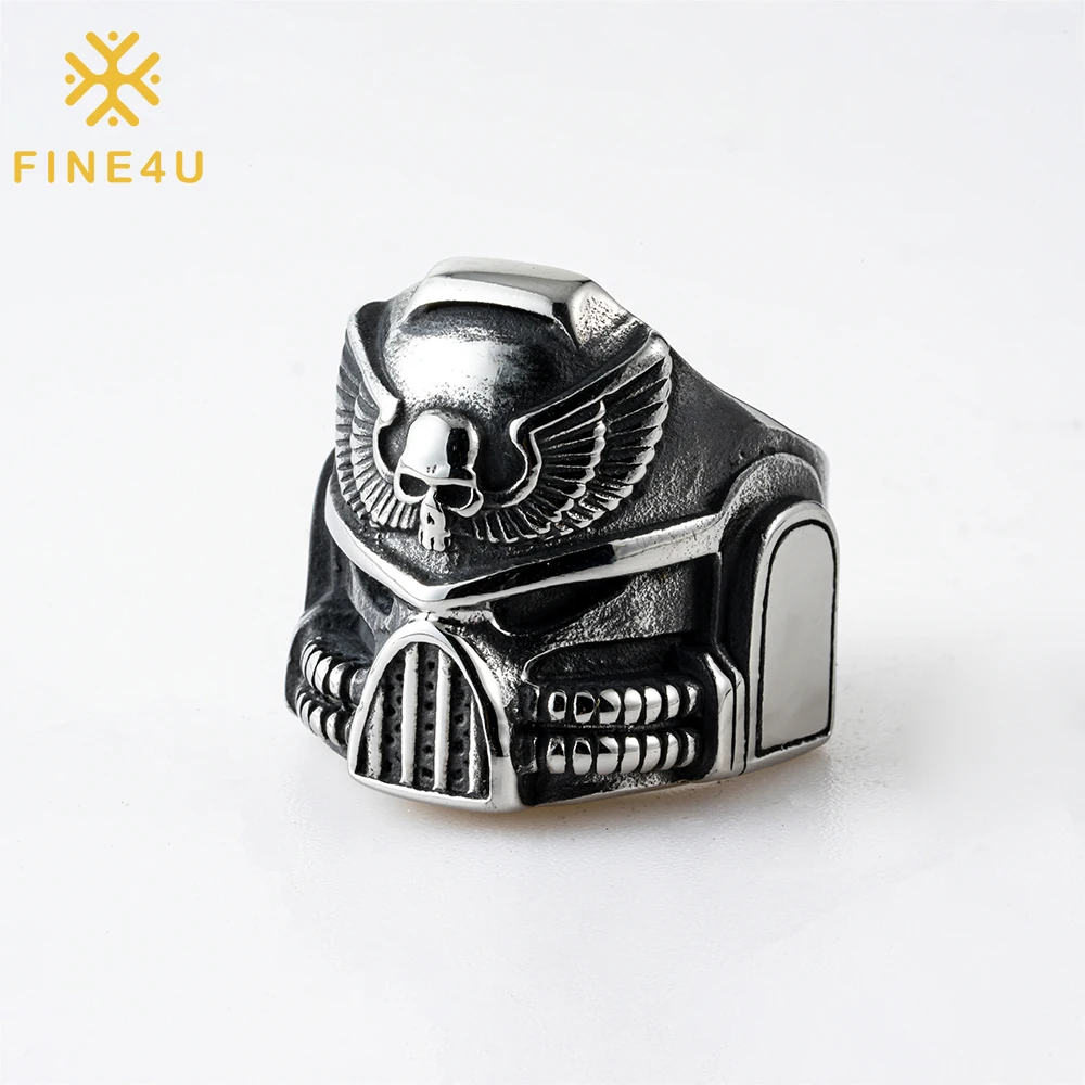 Уникальное мужское кольцо с черепом FINE4U, кольца из нержавеющей стали 316L для Мужчин, Ювелирные изделия для вечеринки, Подарки для него