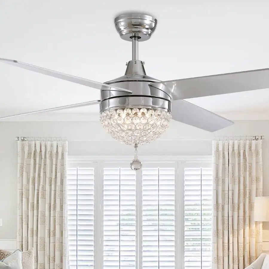 Роскошные Серебристые Хрустальные потолочные вентиляторы 48 дюймов светильник 110