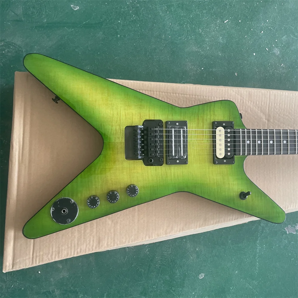 

In Stock EX Green Flamed Maple Top Electric Guitar Gold Hardware Dot Inlay Fast Ship Guitars Guitarra