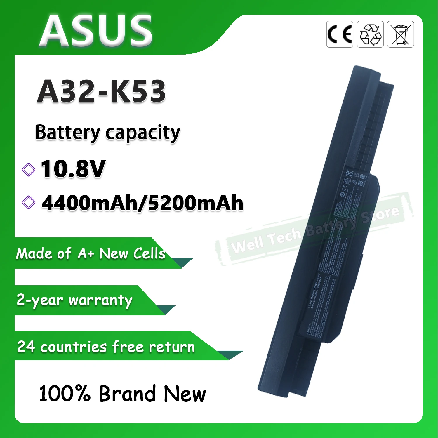 A32-K53 Аккумулятор для ноутбука ASUS A43 серии A43B A43BY A43E A43F A43J A43JA A43JB A43JC A43JE A43JF A43JG A43JH A43JN