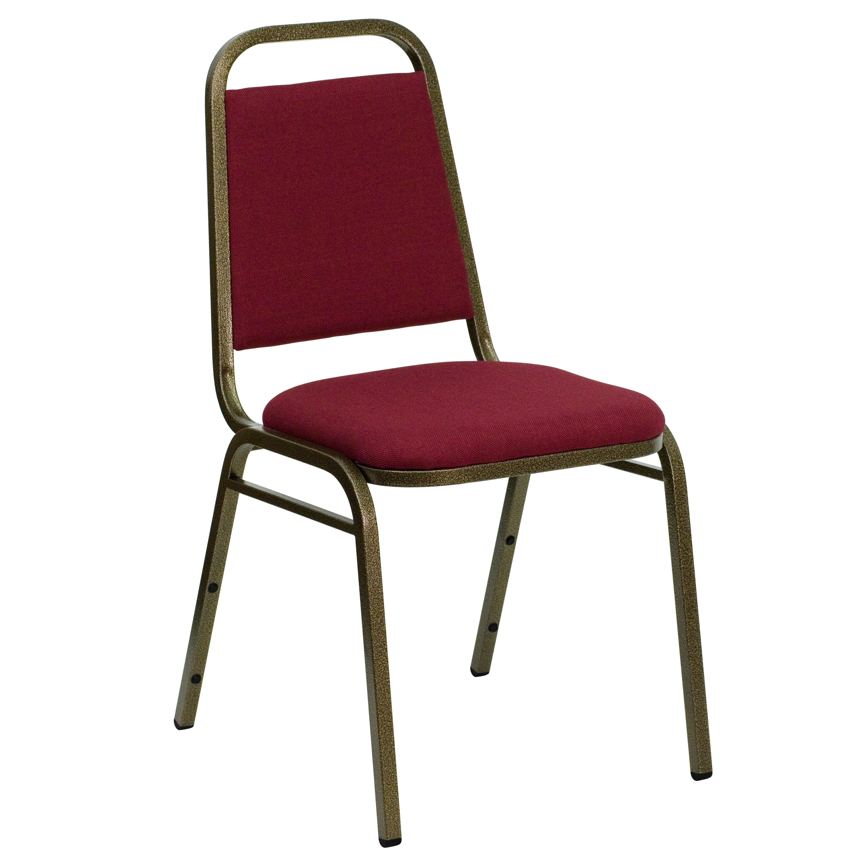 

Trapezoidal Back Stacking Banquet Chair in Burgundy Fabric Gold Vein Frame