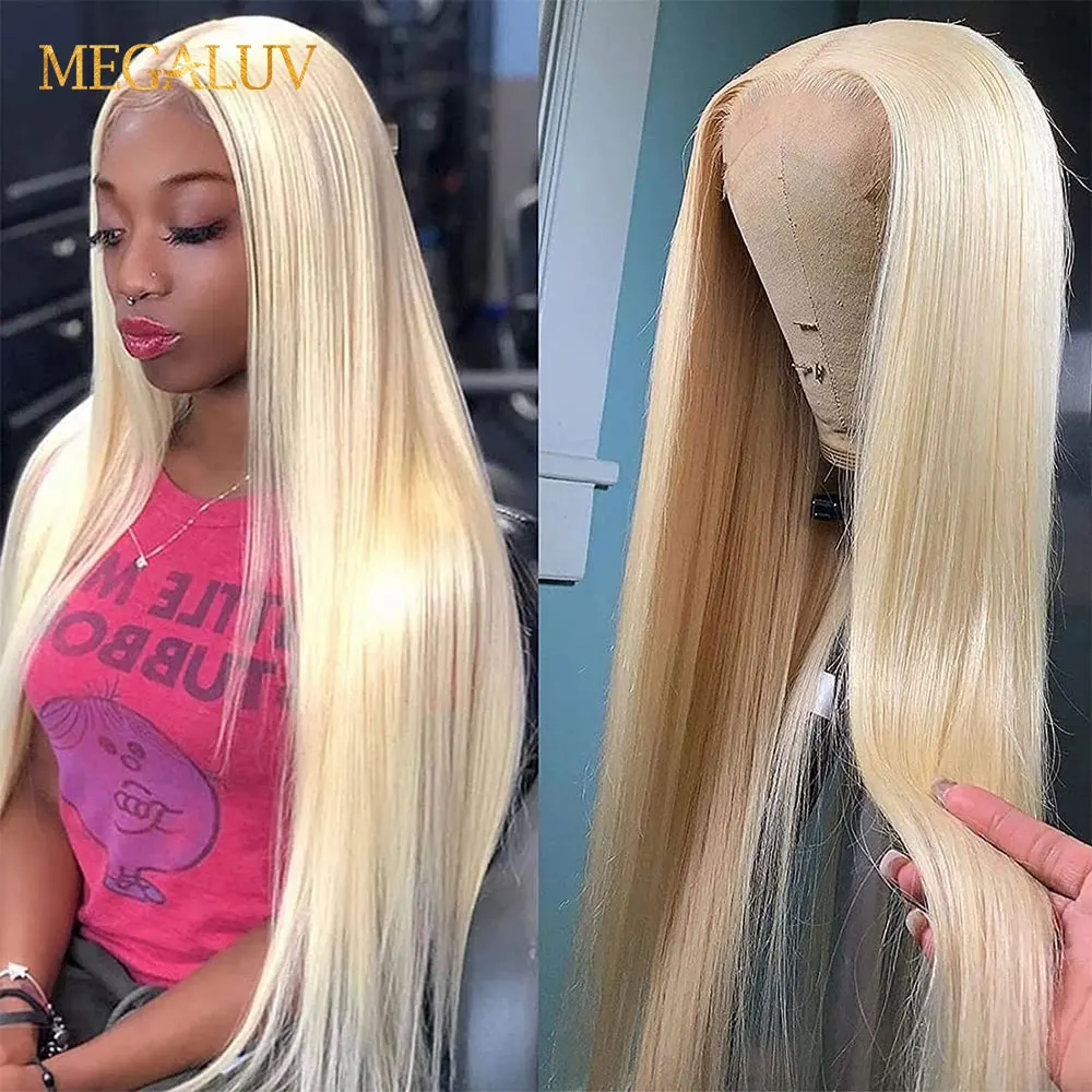 613 Human Hair Wigs Straight Lace Closure Wig Preplucked With Baby Hair 613 Color Lace Wig Brazilian Hair T Part Lace Front Wig enlarge