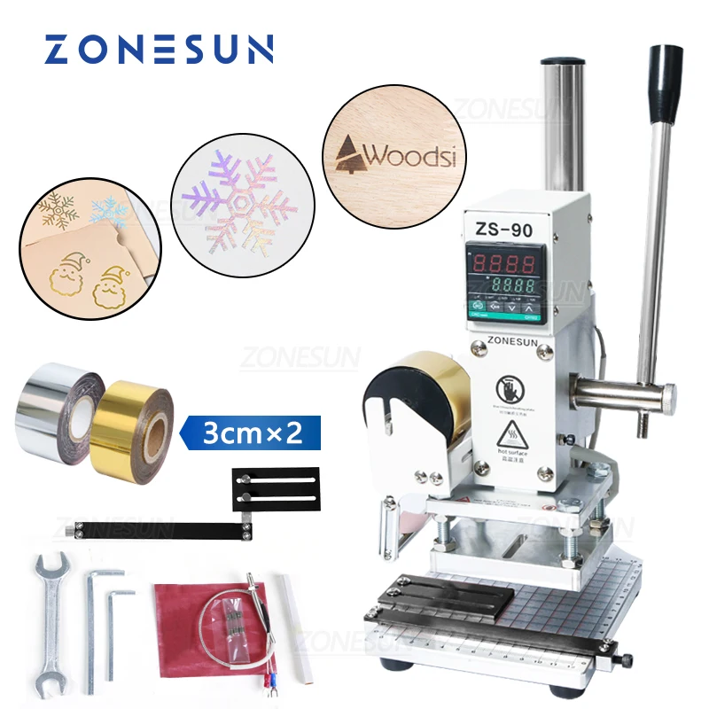 

ZONESUN ZS-90 Digital Manual Leather Bag Envelope Wood Hot Foil Stamping Press Machine