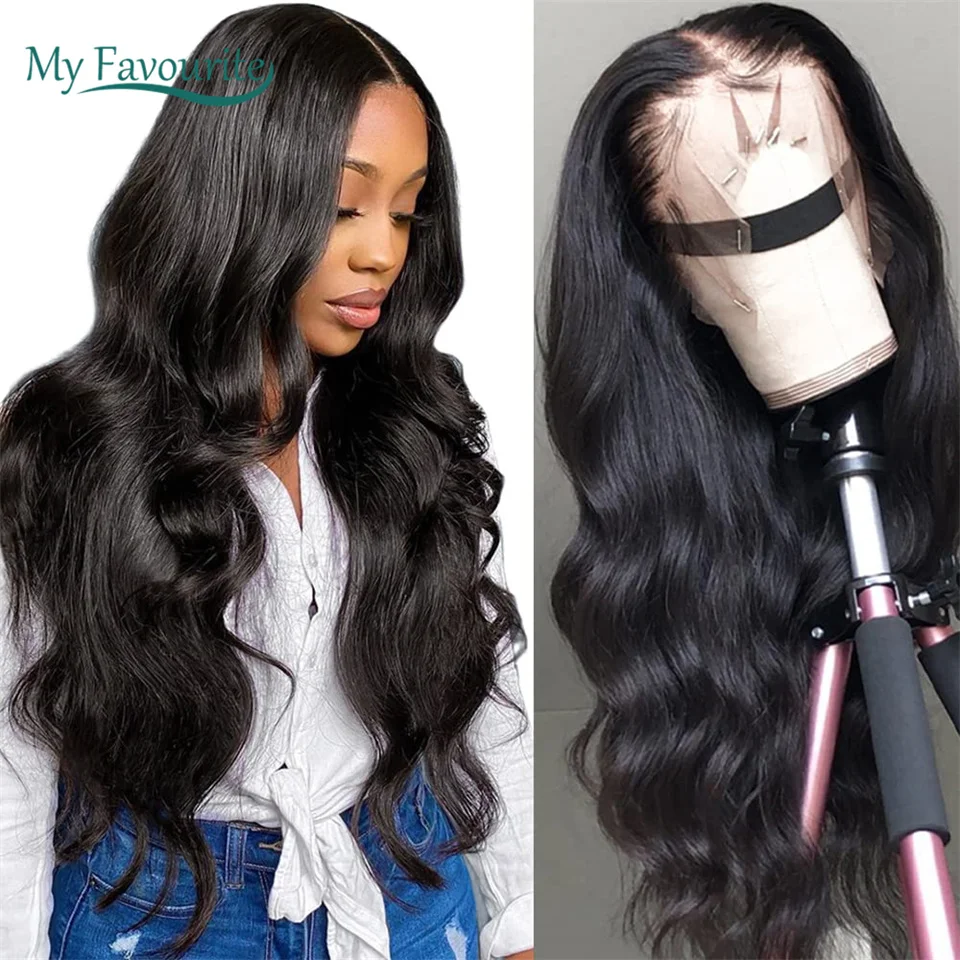 13x6 Body Wave Lace Front Wig Preplucked 4X4 Body Wave Closure Wigs HD Transparent Lace 30 Inches 100% Brazilian Human Hair