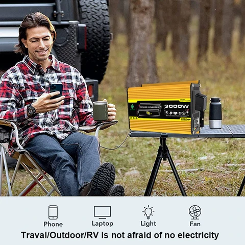 DC 12 В к AC 110/220 В Интеллектуальный инвертор питания Двойной USB Автомобильный интеллектуальный инвертор 3000 Вт Цифровой инвертор питания для RV Caravan