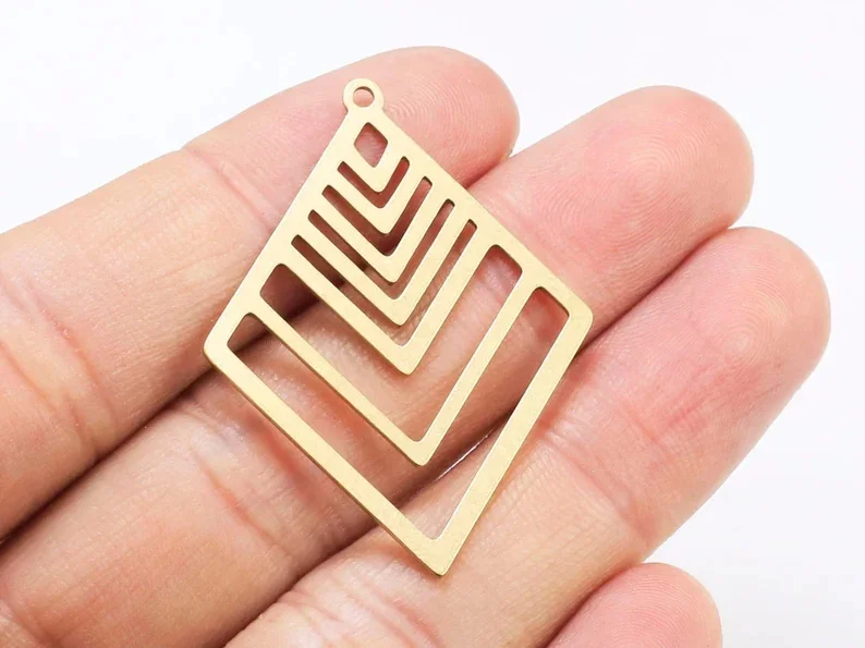 

4pcs Stacking Rhombus Earring Charms, Brass Findings, 40x29.5mm, Necklace Pendant, Jewelry Making - R1958