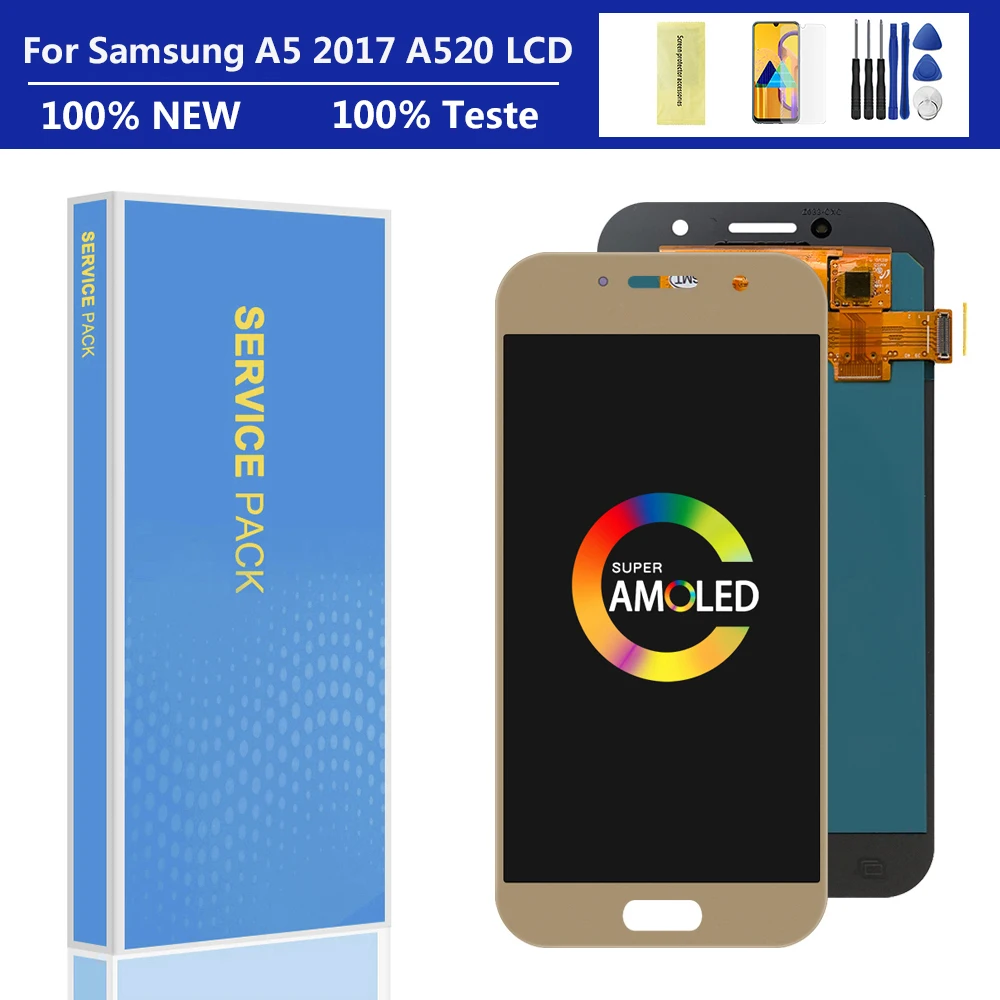 

100% Tested 5.0" Super AMOLED LCD for SAMSUNG Galaxy A5 2017 A520 A520F SM-A520F LCD Display Touch Screen Digitizer Assembly