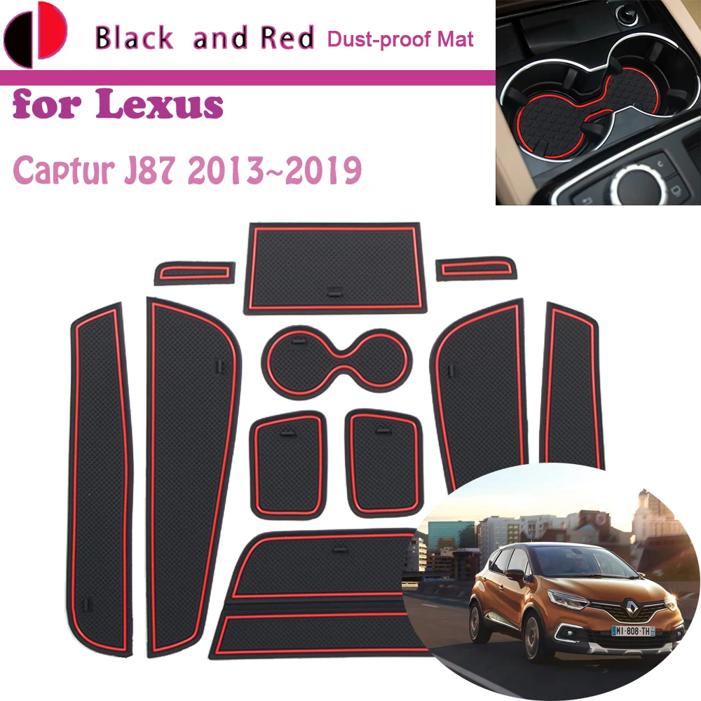 

Rubber Door Groove Mat for Renault Captur J87 Samsung QM3 2013~2019 Cushion Gate Storage Slot Coaster Dust-proof Car Sticker Pad