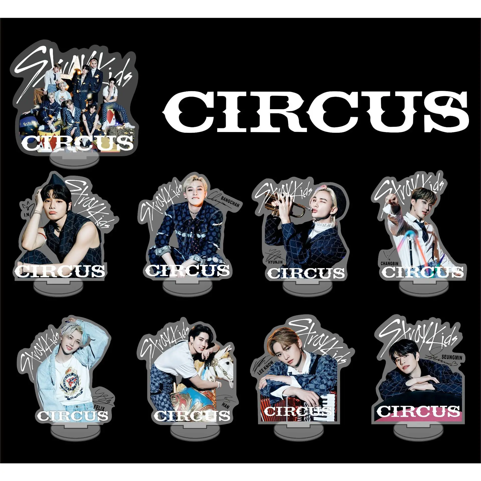 

Stray Kids CIRCUS Acrylic Standing Desktop Signs Desktop Decoration Bangchan Lee Know Changbin Hyunjin Han Felix Seungmin IN