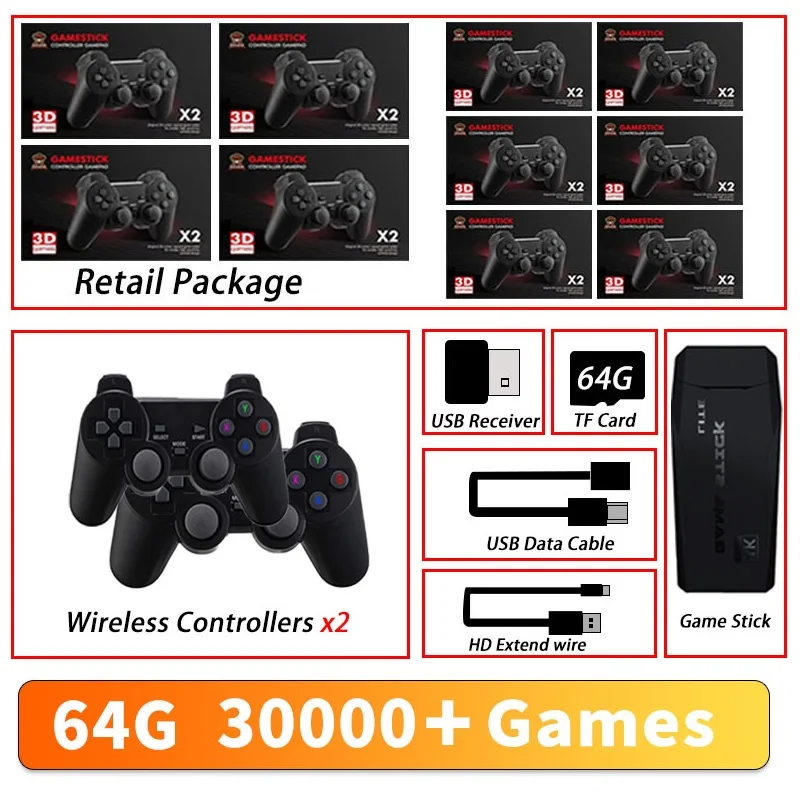 

30000+ Games Wireless Gamepad Retro Handheld Game Player for PS1/PSP/GBA GD10 Video Game Console 64G 4k TV Game Stick Built-in