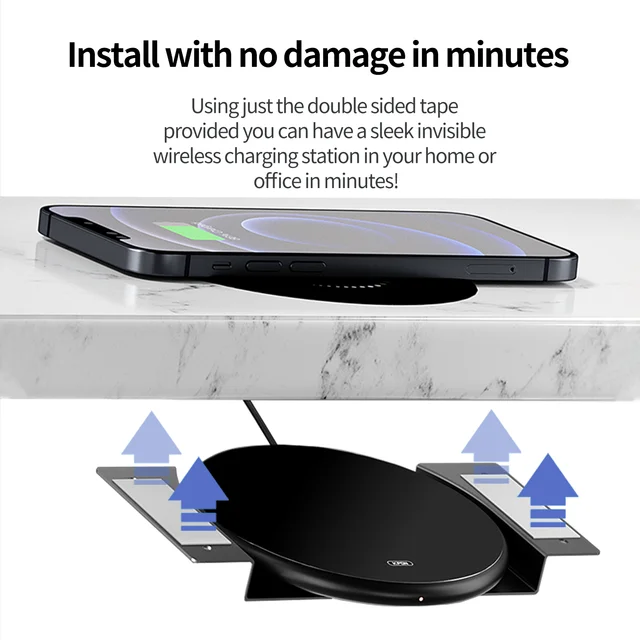 KPON Invisible Wireless Charger Hidden Long Distance Wireless Phone Charger Under Desk QI 10W Furniture Wireless Charging Pad 5