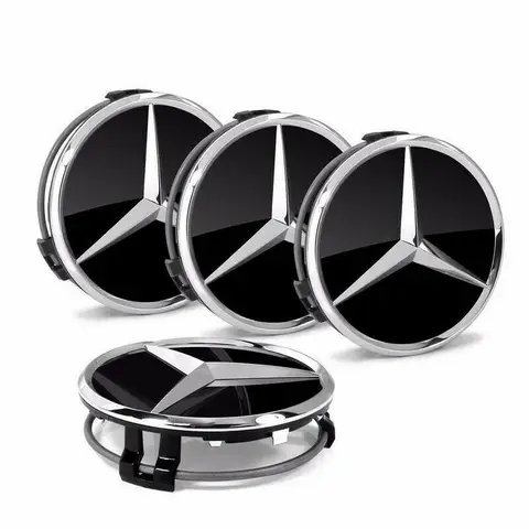 4 x эмблемы центра колесных дисков Mercedes Benz из черного легкосплавного сплава диаметром 75 мм на ступицах