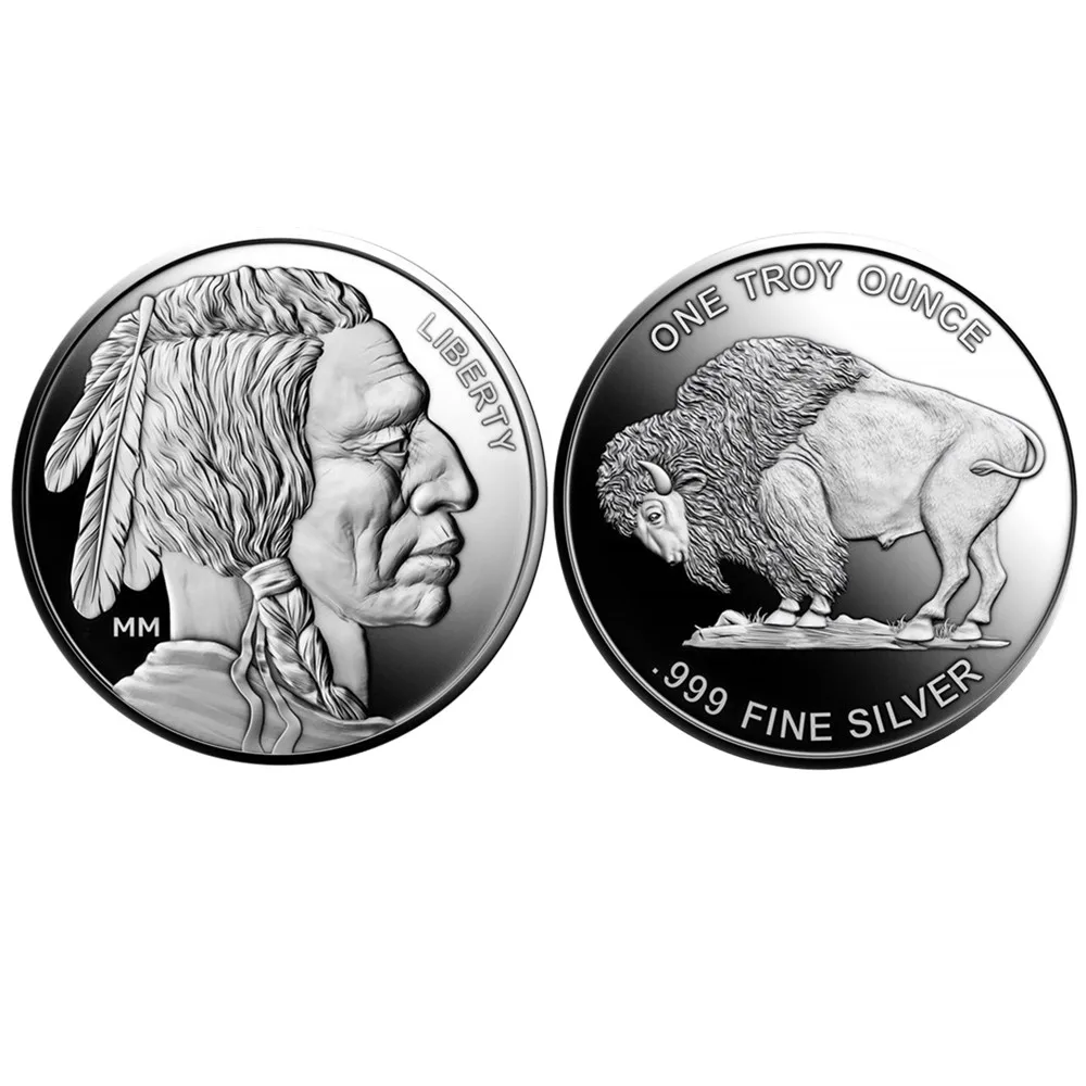 

Памятные монеты США, коллекционные сувенирные монеты из чистого серебра 999 пробы, свобода, индийский/буйвол, вызов