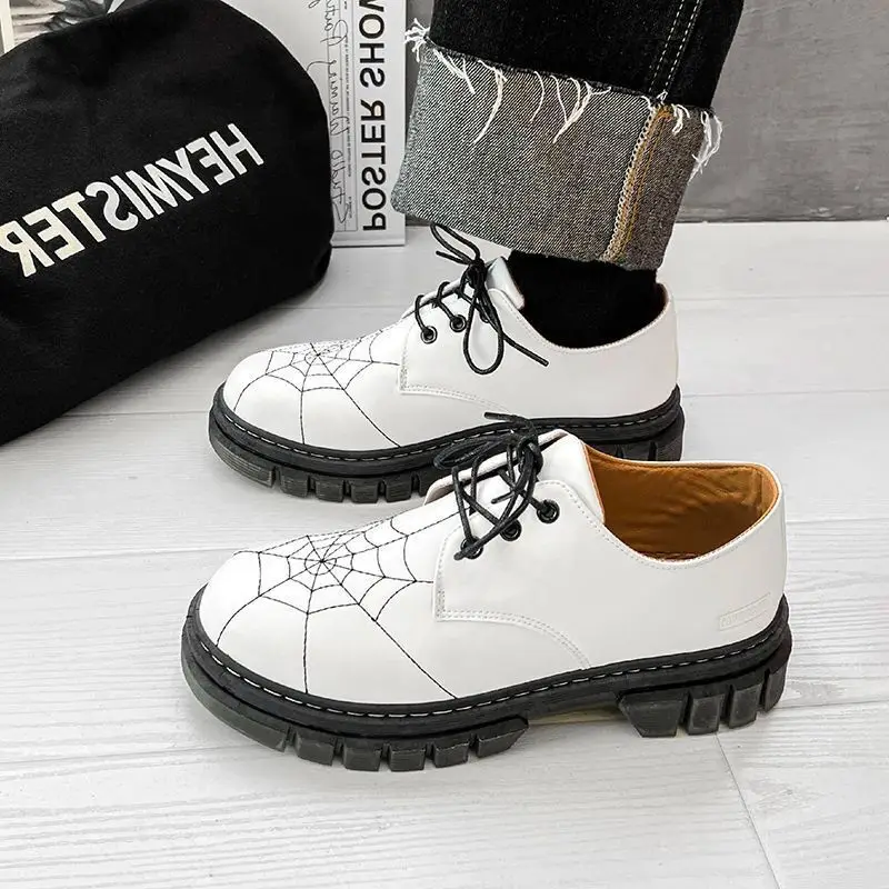 Мужские Кожаные Туфли Креативные Cobweb Повседневные КроссовКи Удобная Деловая На