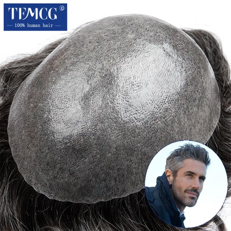 Male Hair Prosthesis 0.12mm Full Skin Toupee Men Durable Wigs For Men 100% Human Hair System Unit Capillary Prosthesis Men's Wig