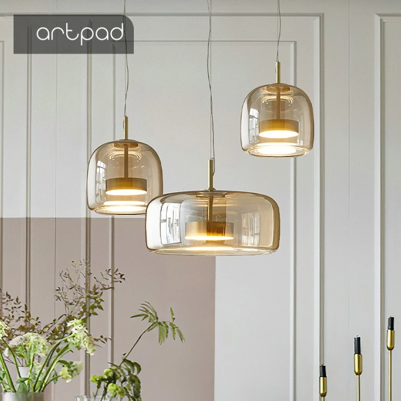 

Artpad Nordic Glass Pendant Light For Living Room 10W LED Source Dining Room Bar Bedroom Pendant Lamp Hanging Fixtures