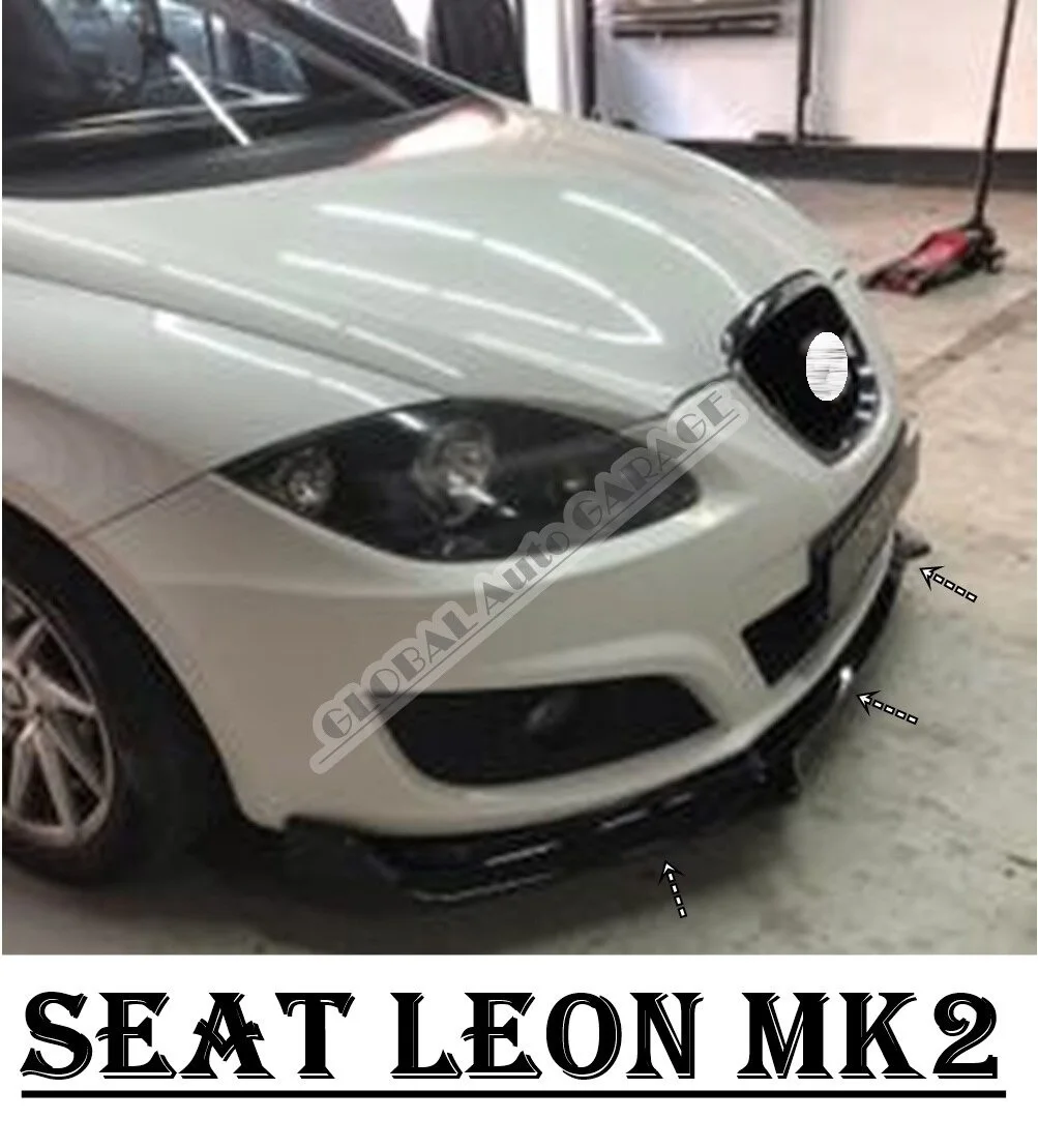 

For Seat Leon MK2 Front Bumper Attachment Lip 2005-2012 Piano Glossy Black Splitter Diffuser Universal Spoiler Bumper Mud Flaps