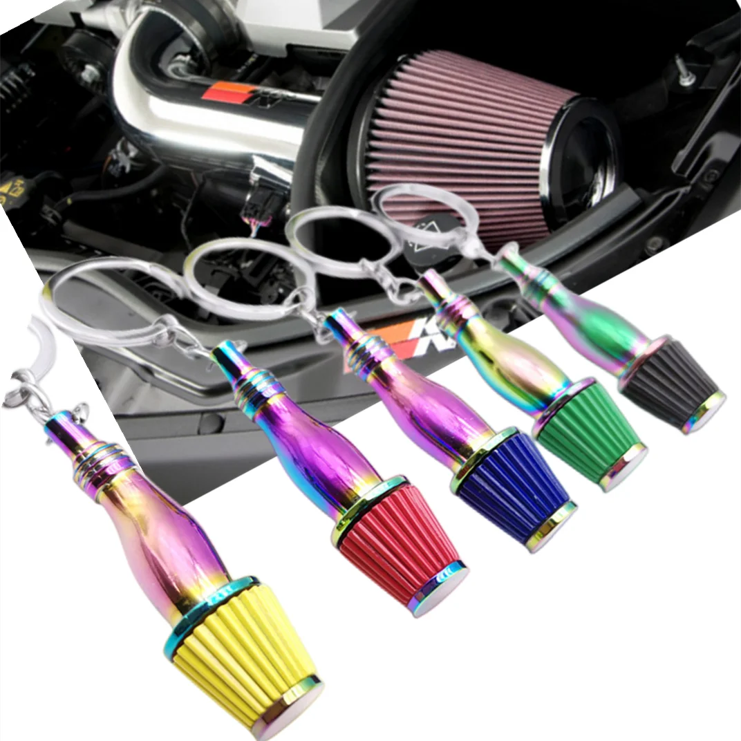 

Car Keychain Neo Chrome Air Intake Filter Design Key Chain Zinc Alloy Intake Pipe Key Pendant JDM Keyrings Car Enthusiasts