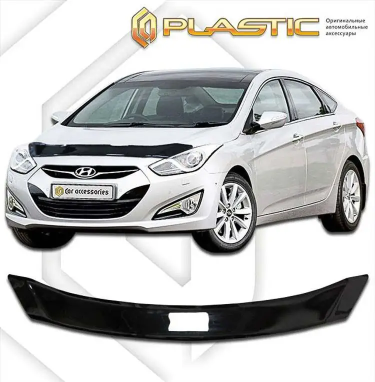 Дефлектор капота Hyundai i40 седан 2011-н.в. Шелк. серебро