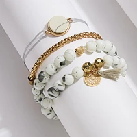 rinhoo bohemian natural stone bead bracelet set for women heart luxury gold color bracelet set gothic indian jewelry accessories