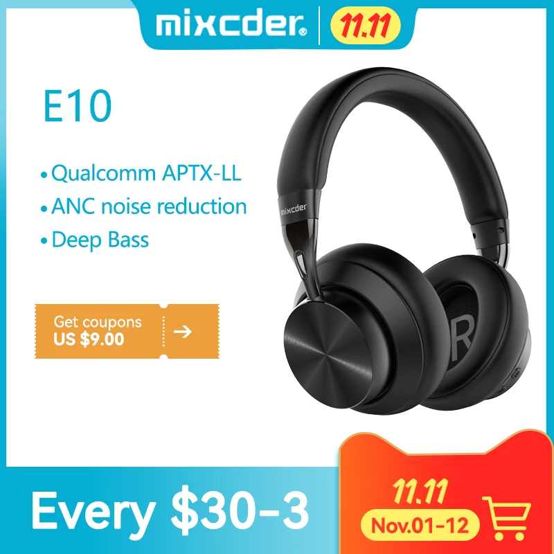 Mixcder E10 Wireless Headphone AptX Low Latency With Micro USB Bluetooth5.0 ANC Deep Bass Music Gaming Over Ear Headset