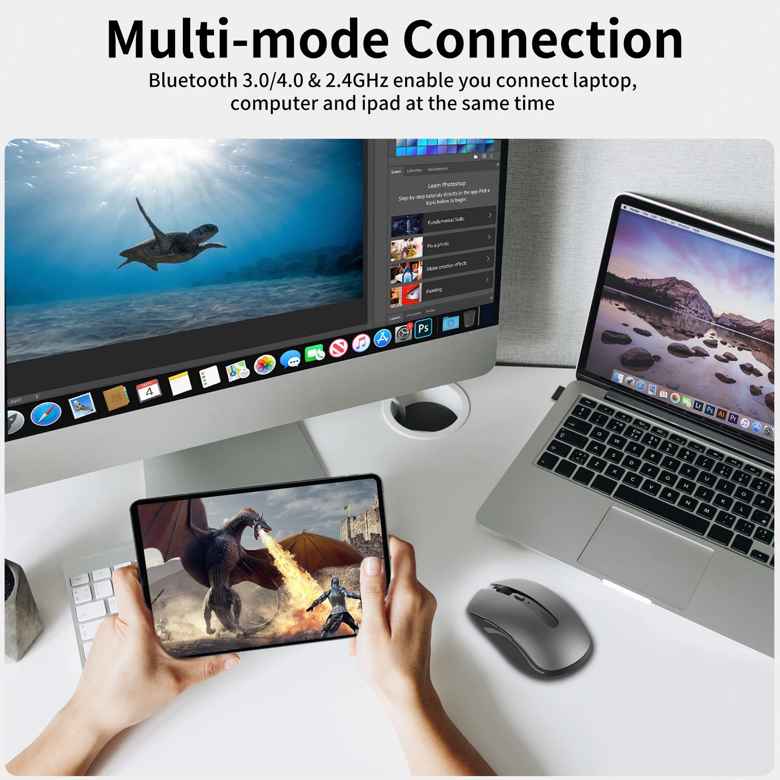 Мышь беспроводная Rapoo 7200 м 1600DPI Bluetooth 3 0/4 0 RF 2 4 ГГц | Компьютеры и офис