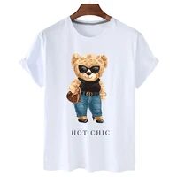 fashion camisetas de mujer para verano simple graphic t shirt cool teddy bear letter print large size short sleev t shirt s 5xl