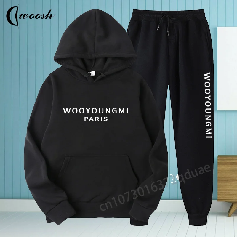 

Autumn Winter Korea Luxury Brand Sets Mens Oversized Hoodie Hooded Sweater Sweatshirts Outfits Sportwears Streetwears Tracksuits