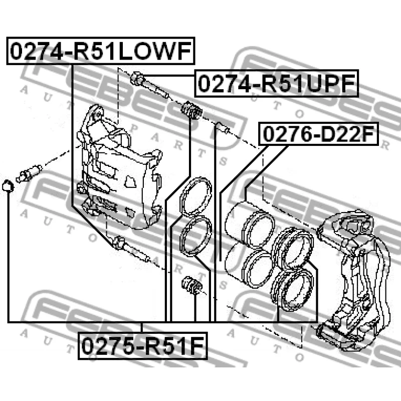 Втулка направляющая передн суппорта верхняя NISSAN MURANO Z50/51 0274-R51UPF FEBEST Ремкомплекты