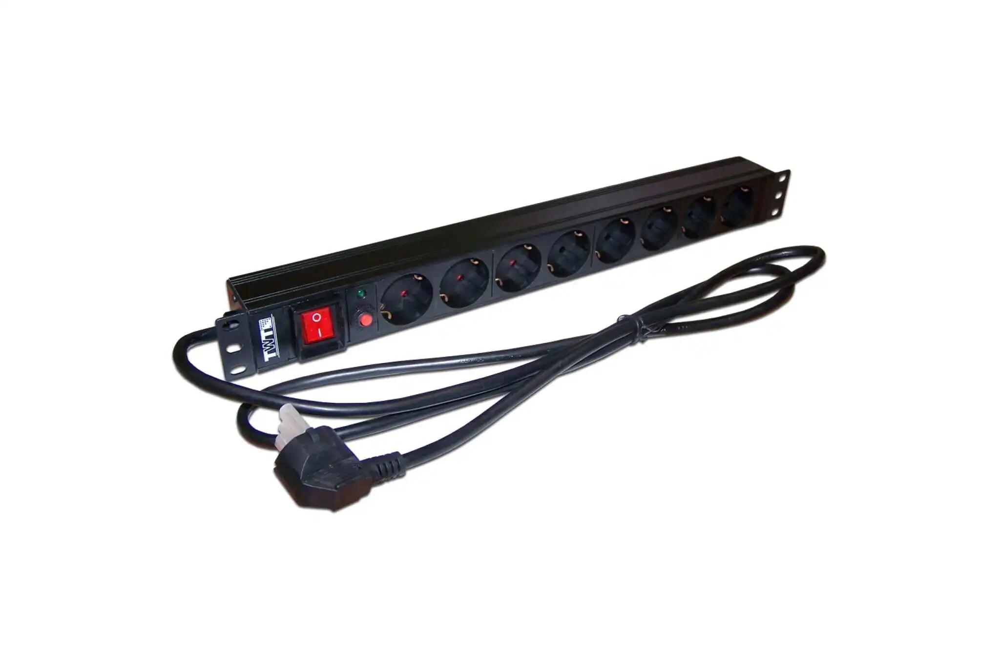 Блок розеток TWT 19 8 шт. Schuko, 16A 250V, шнур питания 1.8 м  PDU19-16A8P-1.8